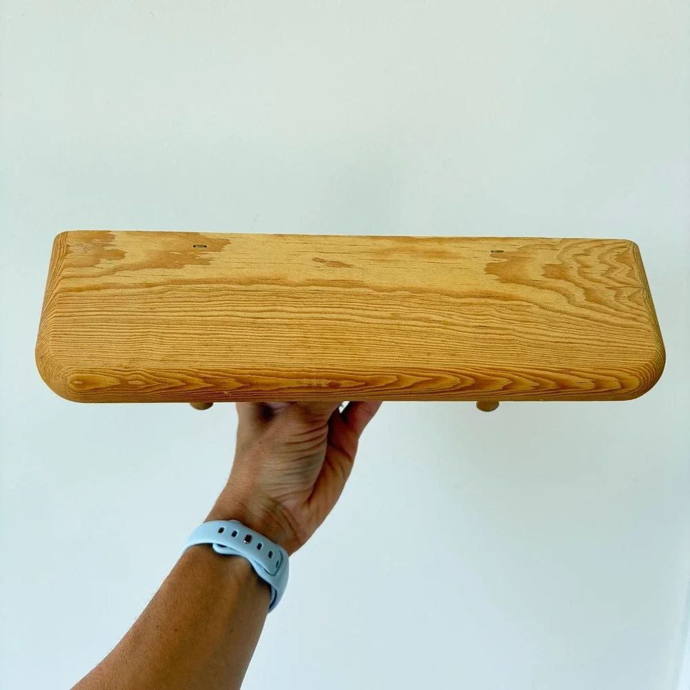 Vintage Pine Wood Wall Shelf Heart Cutout 2 Peg Towel Rack Country Rustic 12in